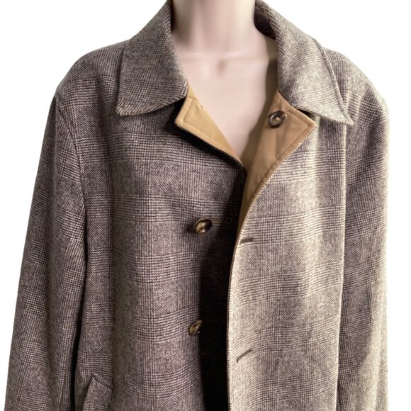 Vintage Brooks Brothers Reversible Mens Coat 40R Wool & Polyester Gray/Beige u - Picture 8 of 16